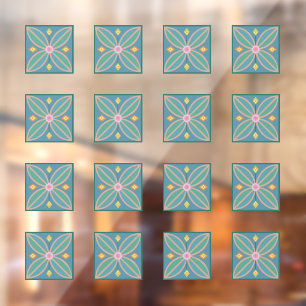 Abstraktes florales Fliesenmuster Fensteraufkleber