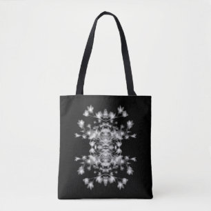 Abstraktes florales Grafikmuster Schwarz/Weiß Tasche