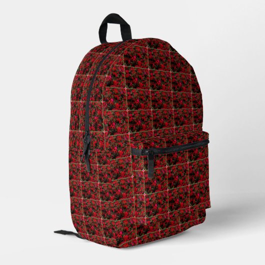 Abstraktes florales Grid-Muster-Rucksack  Bedruckter Rucksack (Rückseitige Ecke links)
