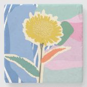 Abstraktes Florales Löwenzahn-Farbblock Modern  Steinuntersetzer (Vorderseite)
