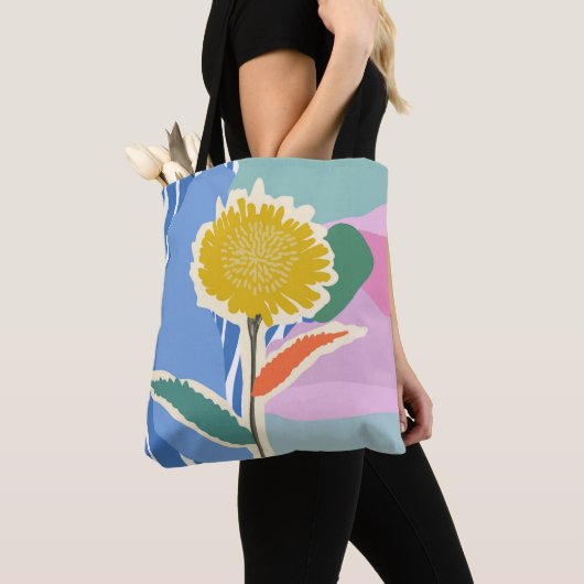 Abstraktes Florales Löwenzahn-Farben-Block-Moderne Tasche (Von Nahem)