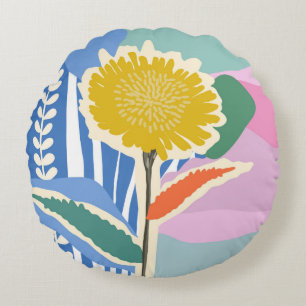 Abstraktes Florales Löwenzahn-Farbfeld Modern Rundes Kissen