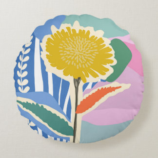 Abstraktes Florales Löwenzahn-Farbfeld Modern Rundes Kissen
