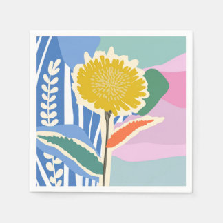 Abstraktes Florales Löwenzahn-Farbfeld Modern Serviette