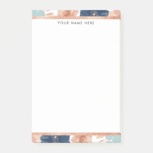 Abstraktes Florales mit Rosen-Gold-Rand Post-it Klebezettel