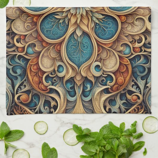 abstraktes florales Muster 7 Geschirrtuch (Gefaltet)