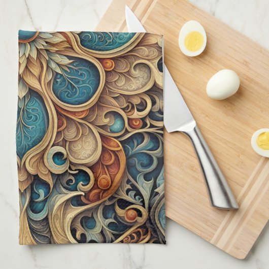 abstraktes florales Muster 7 Geschirrtuch (Viertel Falte)