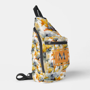 Abstraktes florales neutrales Erdtöne-Name-Monogra Crossbody Bag