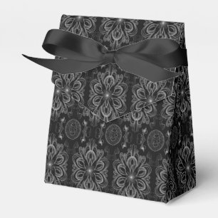 Abstraktes Florales Schwarzes und Silbernes Zelt Geschenkschachtel