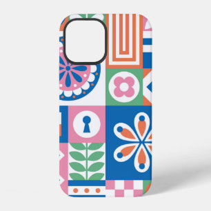 Abstraktes florales Vintage-Muster. Skandinavisch iPhone 12 Hülle