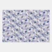 Abstraktes florales Wasserfarbenmuster Lavendelbla Geschenkpapier Set (Vorderseite)