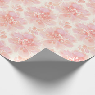 Abstraktes florales Wasserfarbmuster Pfirsich und Geschenkpapier