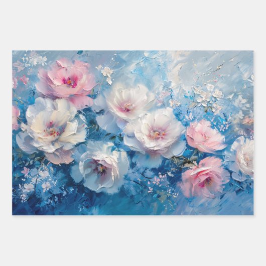 Abstraktes Florals Rosa Ölgemälde Dekoupage Geschenkpapier Set (Vorderseite 3)