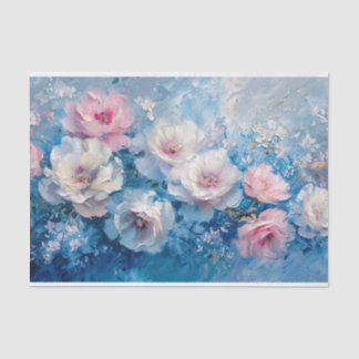 Abstraktes Florals Rosa Ölgemälde Dekoupage Seidenpapier