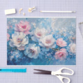 Abstraktes Florals Rosa Ölgemälde Dekoupage Seidenpapier (Handwerk)