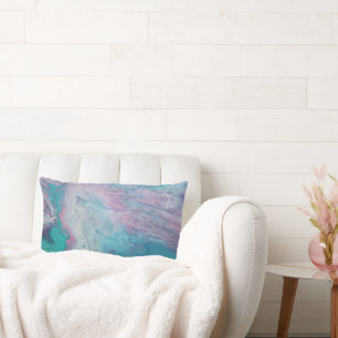 Abstraktes Fluid Art Blue Pink Akzente Kissen