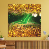 Abstraktes Fluid Paint Imitate Gold Metallic Foil Leinwanddruck (Insitu (Wohnzimmer))