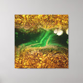 Abstraktes Fluid Paint Imitate Gold Metallic Foil  Leinwanddruck (Vorderseite)