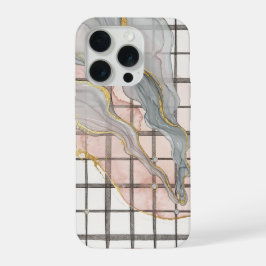 Abstraktes Flüssig-Marmor-Raster Gold Rosa Grau Hü iPhone 15 Pro Hülle