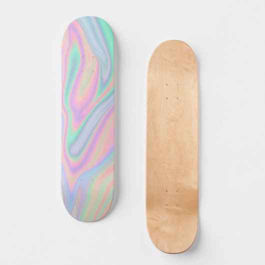 Abstraktes, flüssiges, glänzendes Pastellfarbdesig Skateboard (Vorderseite)
