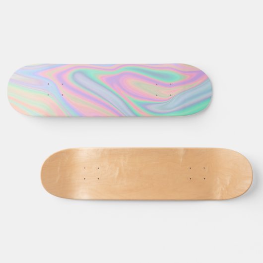 Abstraktes, flüssiges, glänzendes Pastellfarbdesig Skateboard (Horizontal)