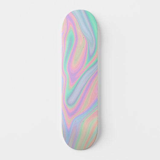 Abstraktes, flüssiges, glänzendes Pastellfarbdesig Skateboard (Vorderseite)