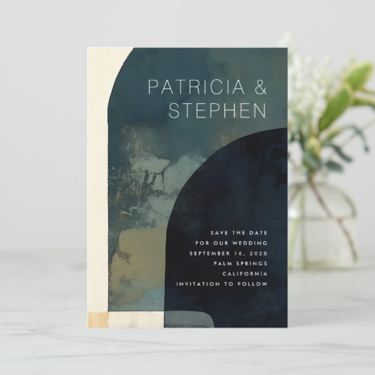 Abstraktes Foto Arch Form Minimale Hochzeit Save The Date (Stehend Vorderseite)