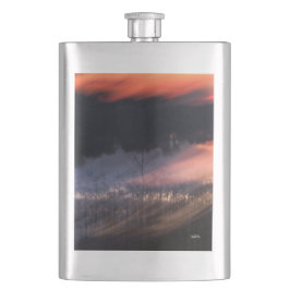 abstraktes Foto von Sonne hinzulegen Flachmann