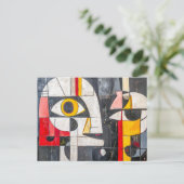 Abstraktes fragmentiertes Gesichtdesign Postkarte (Stehend Vorderseite)
