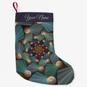 Abstraktes Fraktal Art & Tiefe Braun Name Kleiner Weihnachtsstrumpf