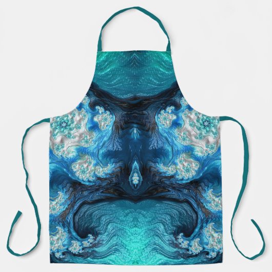 ABSTRAKTES FRAKTAL Blue Aqua White ~ Schürze (Vorderseite)