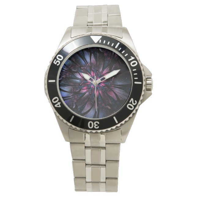 Abstraktes Fraktal Blume Design. Armbanduhr (Vorderseite)