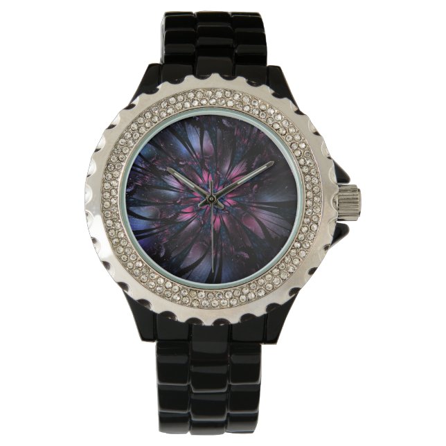 Abstraktes Fraktal Blume Design. Armbanduhr (Vorderseite)