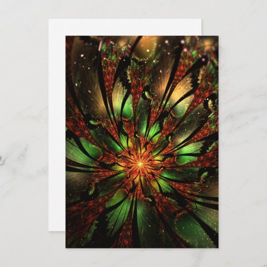 Abstraktes Fraktal Blume Design. Begleitkarte (Vorne/Hinten)
