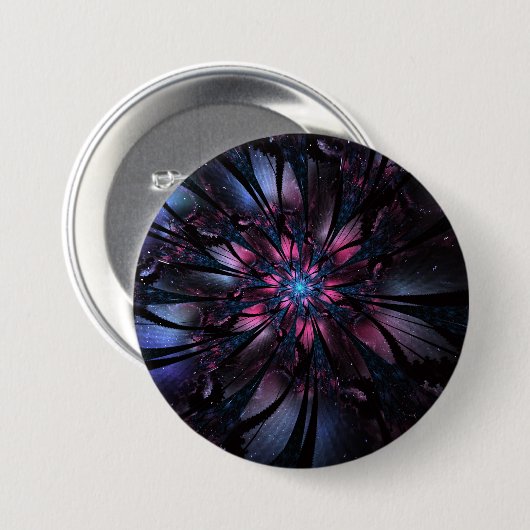 Abstraktes Fraktal Blume Design. Button (Vorne & Hinten)