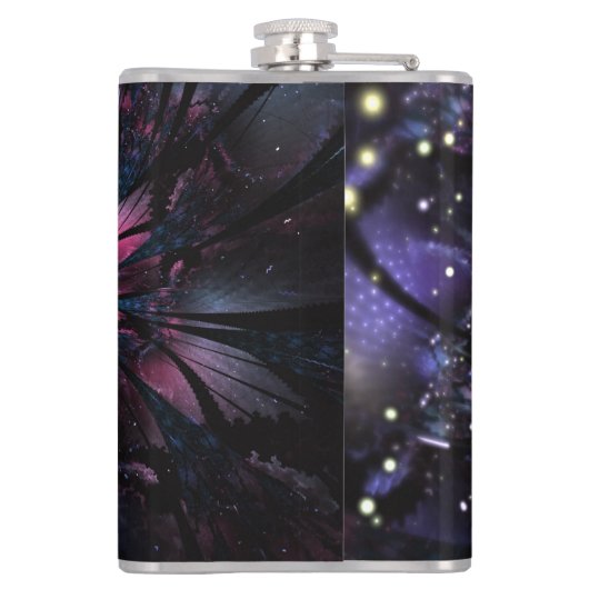 Abstraktes Fraktal Blume Design. Flachmann (Rückseite)