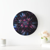 Abstraktes Fraktal Blume Design. Große Wanduhr (Zuhause)
