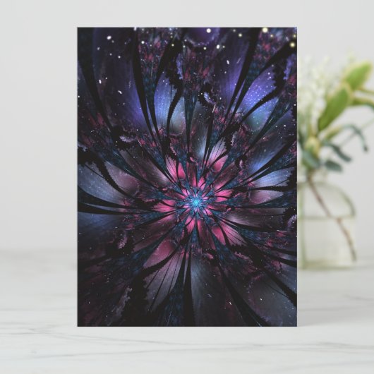 Abstraktes Fraktal Blume Design. Hinweiskarte (Stehend Vorderseite)