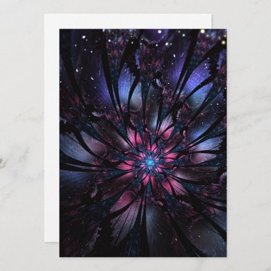 Abstraktes Fraktal Blume Design. Hinweiskarte (Vorne/Hinten)