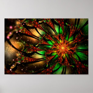 Abstraktes Fraktal Blume Design. Poster