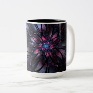 Abstraktes Fraktal Blume Design. Zweifarbige Tasse
