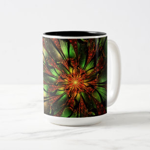 Abstraktes Fraktal Blume Design. Zweifarbige Tasse