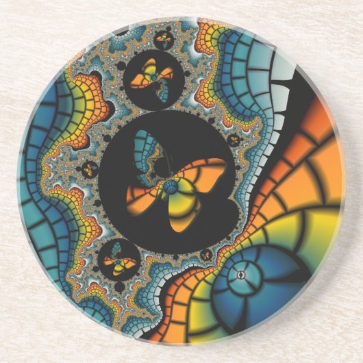 abstraktes Fraktal Butterfly Cacoon Untersetzer (Vorne)