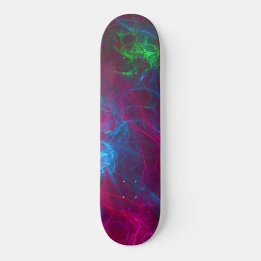 Abstraktes Fraktal Flammen Rosa Lila Blau Grün Skateboard (Vorderseite)