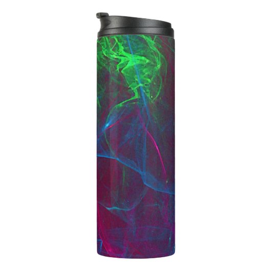 Abstraktes Fraktal Flammen Rosa Lila Blau Grün Thermosbecher (Nach rechts gedreht)