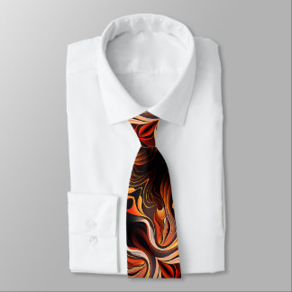 Abstraktes Fraktal Gold Orange Black Neck Tie Krawatte