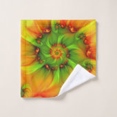 Abstraktes Fraktal im Sommer grün Badhandtuch Set (Waschlappen)