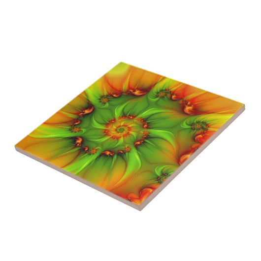 Abstraktes Fraktal im Sommer grün Fliese (Seite)