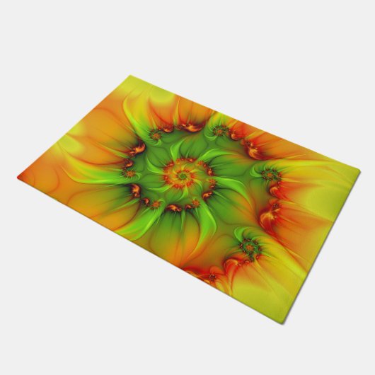 Abstraktes Fraktal im Sommer grün Fußmatte (Schrägansicht)