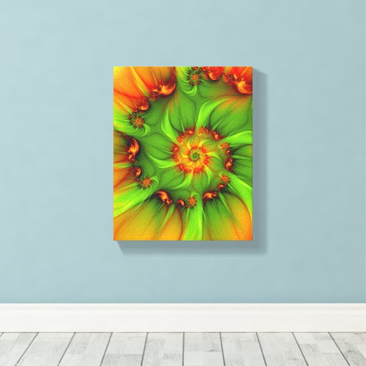 Abstraktes Fraktal im Sommer grün Leinwanddruck (Insitu (Holzboden))